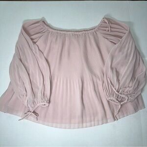 Aritzia Wilfred Talence off the shoulder pleated blouse baby pink